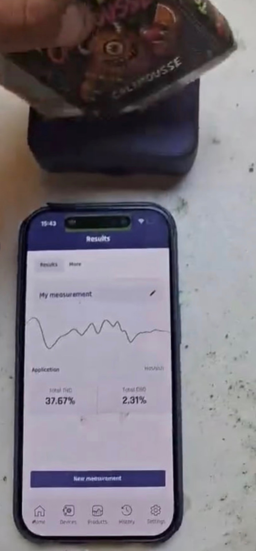 Lab test — 37.67% THC · 2.31% CBD